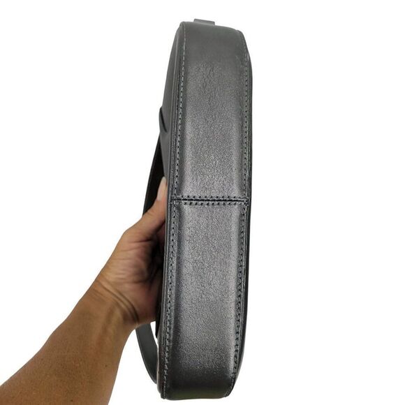 Francesco Biasia Leather Shoulder Bag Purse Handbag Gunmetal Gray Silver - Picture 10 of 14